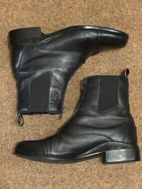 Ariat Black Leather Side-Zip Chelsea Moto Boots